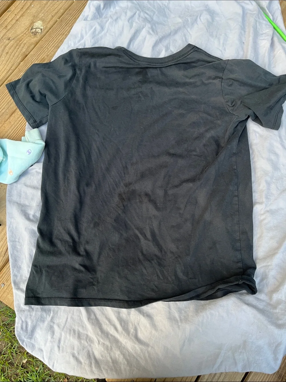Nike Black Tee with Blue-Green Gradient Swoosh